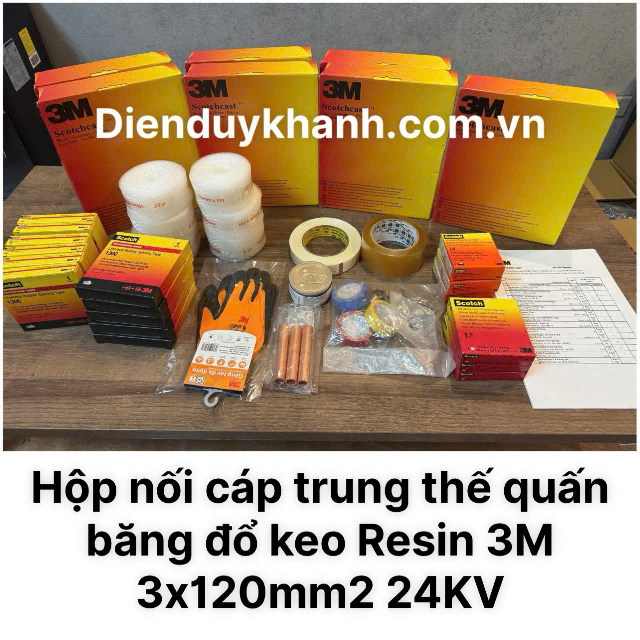 Hộp Nối Cáp Trung Thế Quấn Băng Đổ Resin 24KV 3Cx120_ VN-5B 93-A 120-Cu/3